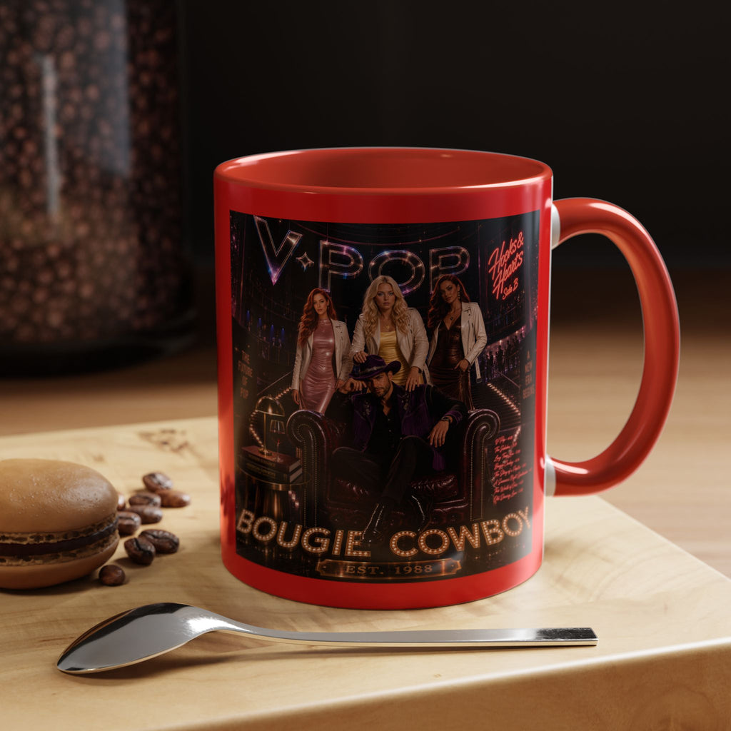 Accent Coffee Mug - 'Bougie Cowboy' Retro Music Poster Design (11/15 oz)